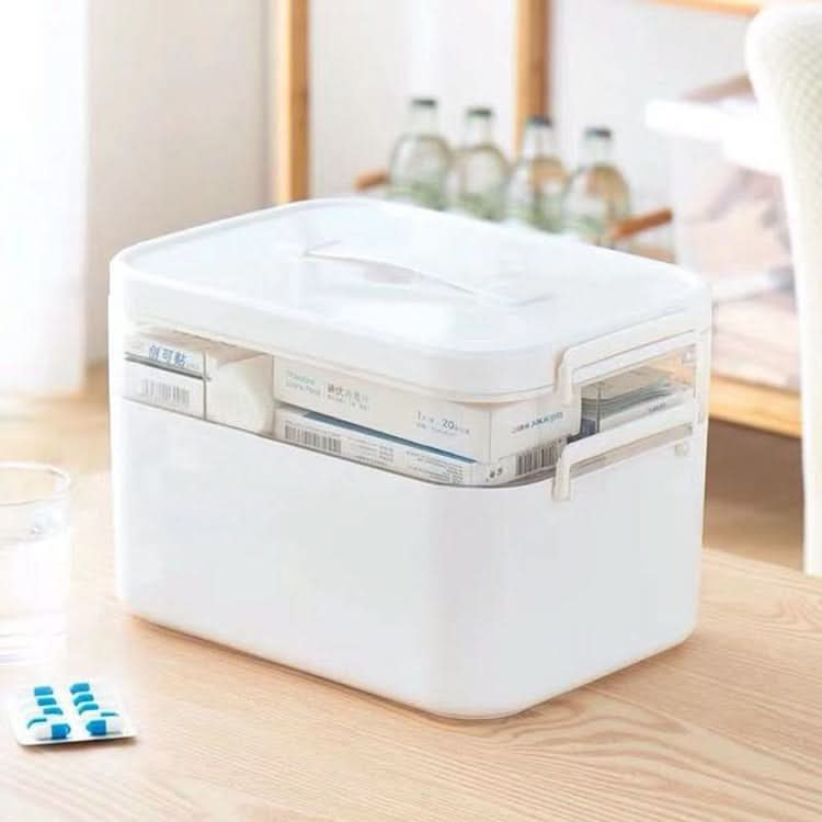 Household Portable Cosmetic Finishing Storage Box Large-capacity Family Safety Emergency Storage Box Double-layer Medicine Case