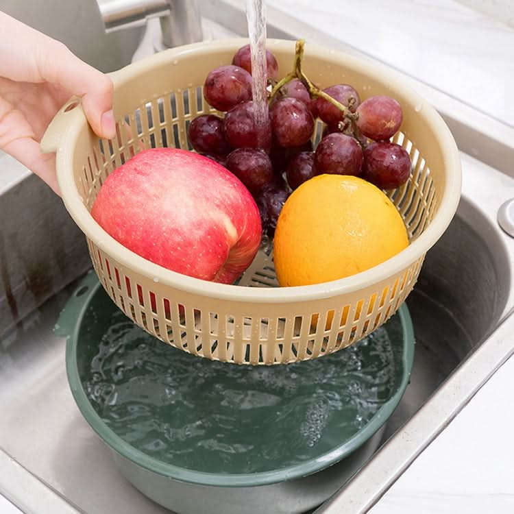 Double-Layer Hollow Fruit & Vegetable Drain Basket Household Plastic Vegetable Washing Basket - Reluova