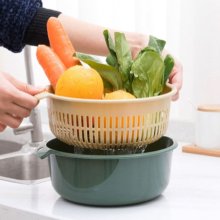 Double-Layer Hollow Fruit & Vegetable Drain Basket Household Plastic Vegetable Washing Basket - Reluova