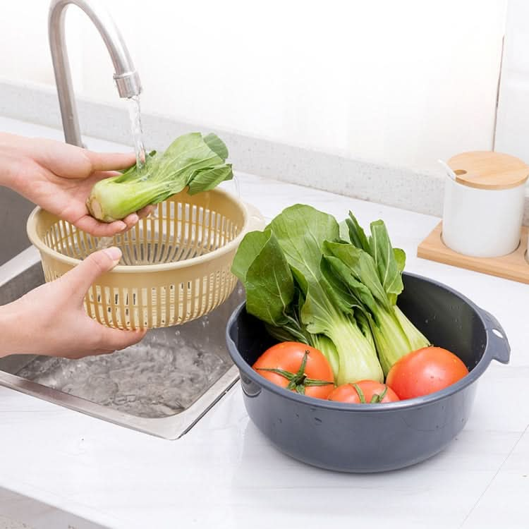 Double-Layer Hollow Fruit & Vegetable Drain Basket Household Plastic Vegetable Washing Basket - Reluova