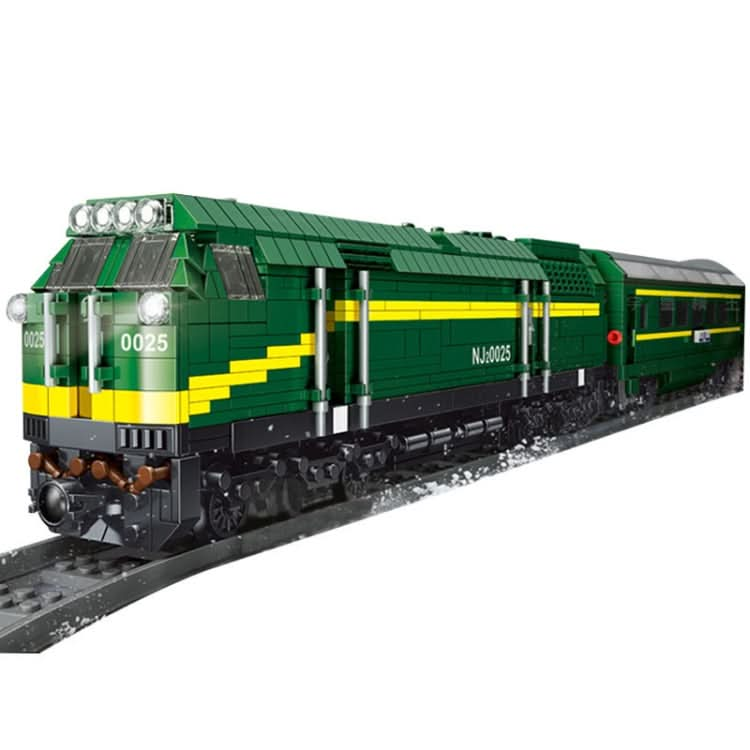 NJ2 Internal Combustion Locomotive Remote Control Green Train Puzzle Assembled Building Block Children Toy Model Reluova