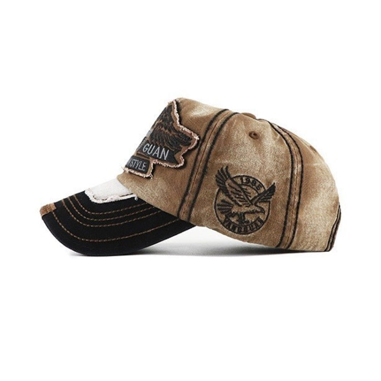 YANG GUAN Eagle Pattern Embroidered Washed Baseball Cap Sun Protection Cap Reluova