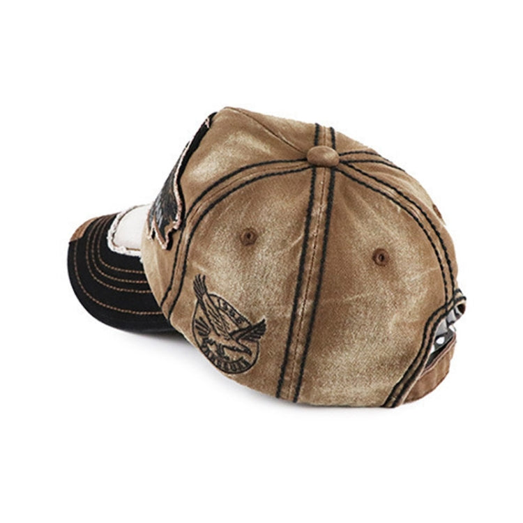 YANG GUAN Eagle Pattern Embroidered Washed Baseball Cap Sun Protection Cap Reluova