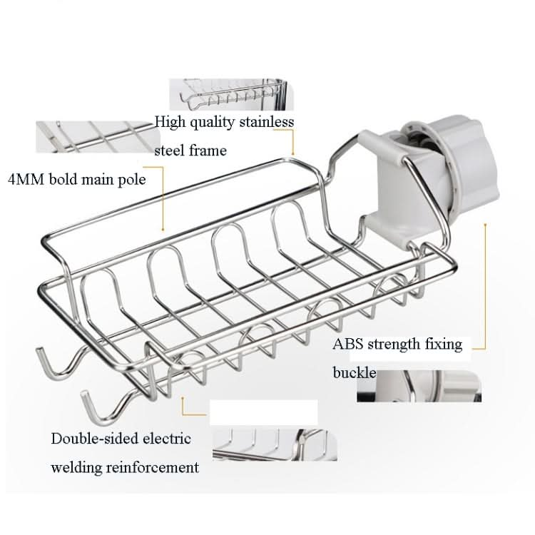 Faucet Rack Stainless Steel Perforated Free Kitchen Sink Storage Rack Rag Sponge Drain Rack - Reluova