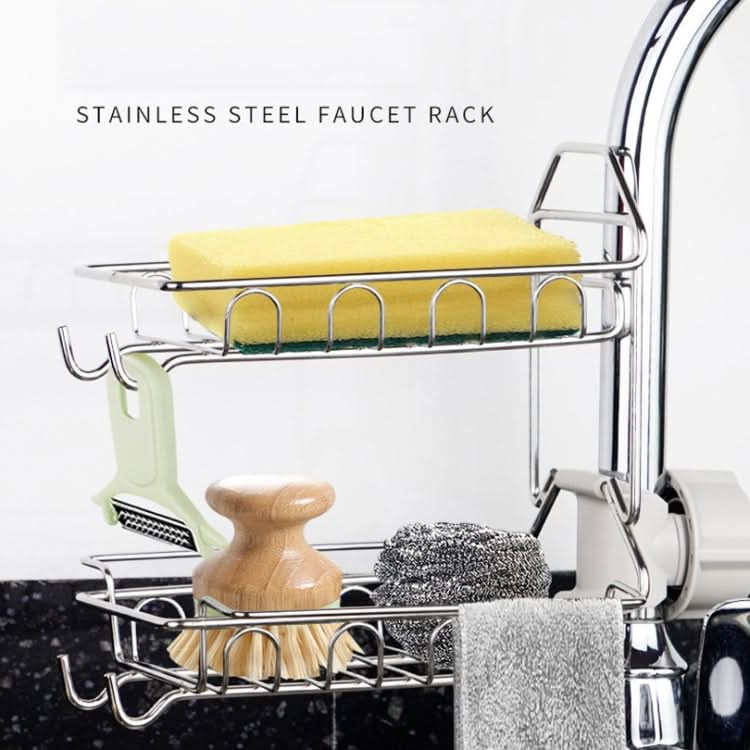 Faucet Rack Stainless Steel Perforated Free Kitchen Sink Storage Rack Rag Sponge Drain Rack - Reluova