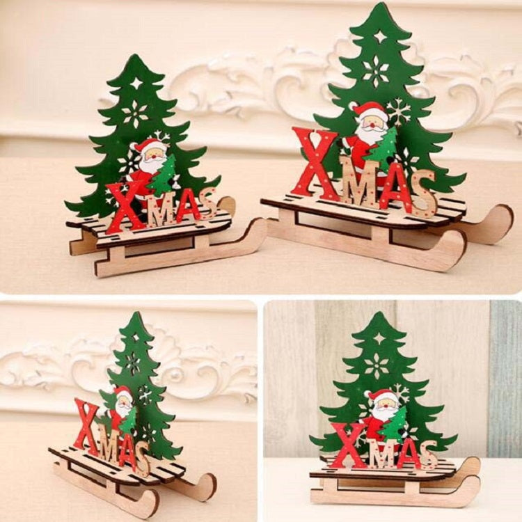 Christmas Decorations Christmas Painted Wooden Assembly DIY Sleigh Car Decoration Jigsaw Puzzle Gift My Store