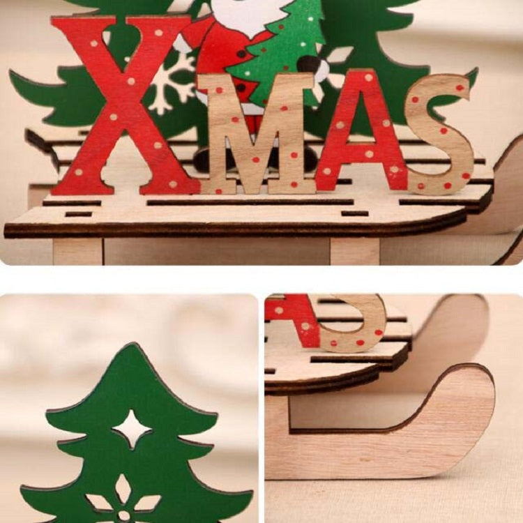 Christmas Decorations Christmas Painted Wooden Assembly DIY Sleigh Car Decoration Jigsaw Puzzle Gift My Store