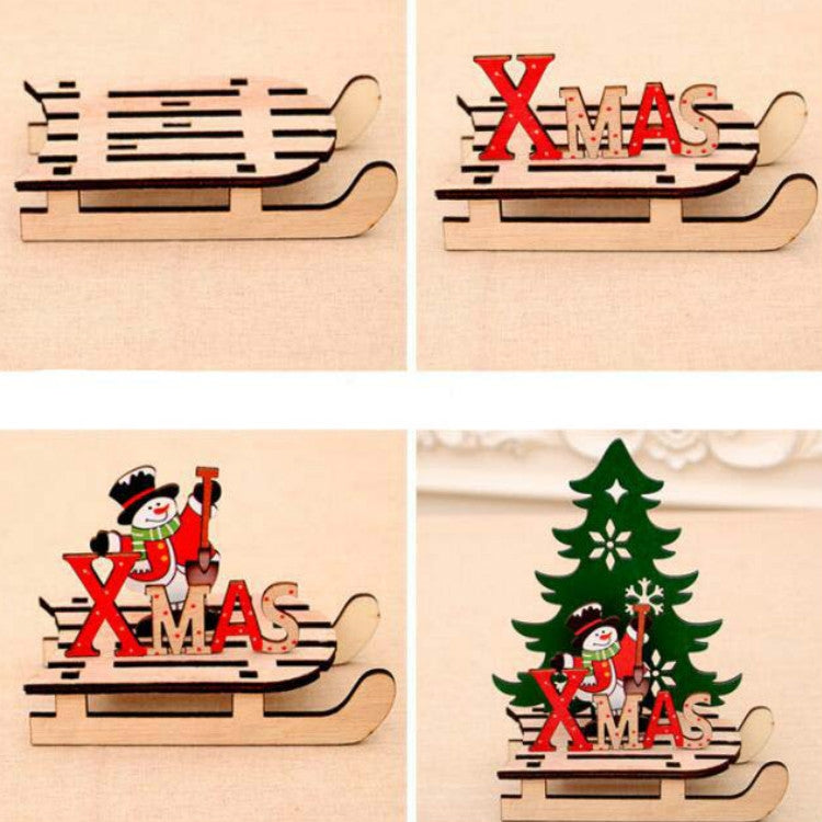 Christmas Decorations Christmas Painted Wooden Assembly DIY Sleigh Car Decoration Jigsaw Puzzle Gift My Store