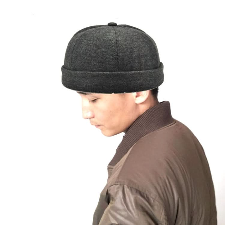 G12788 Iron Mark Street Melon Skullcap Retro Flanged Landlord Hat without Eaves Reluova