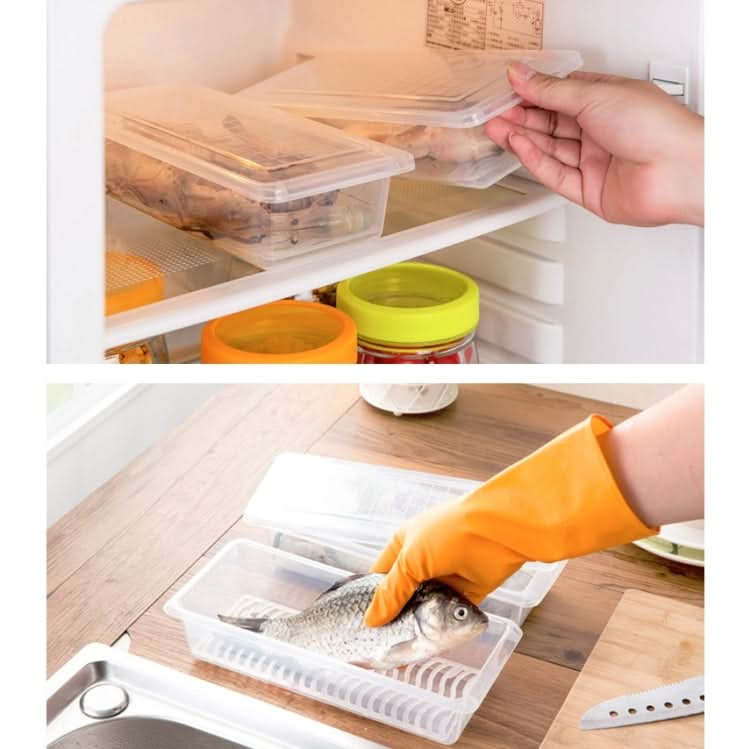 Kitchen Refrigerator Drainable Fresh-Keeping Box Food Plastic Sealed Freezer Storage Box Fish Fresh Box - Reluova