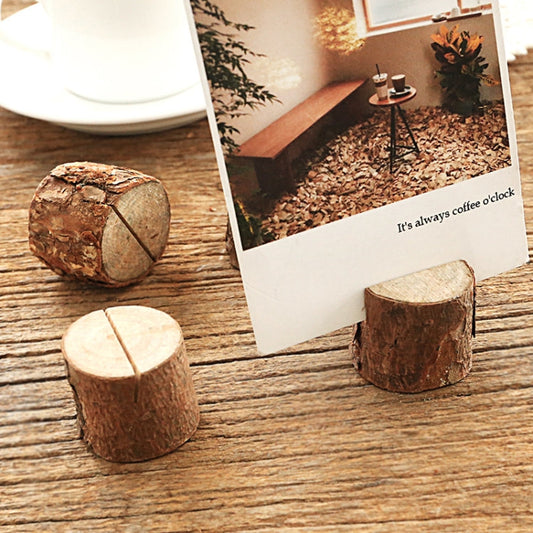 Wooden Stump Shape Wedding Party Reception Place Card Holder Stand Number Name Table Menu Picture Photo Clip Card Holder