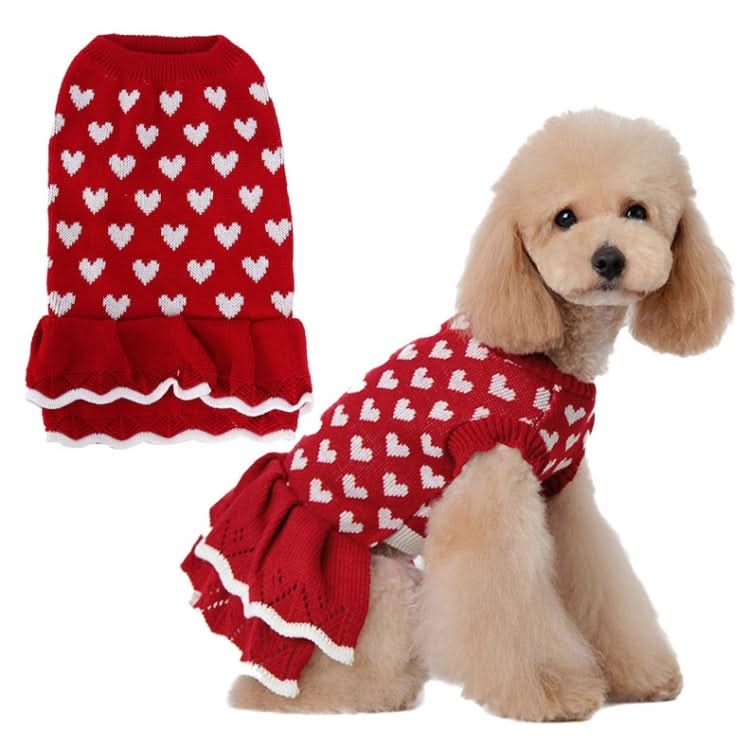 Autumn Winter Pet Red Love Sweater Festive Christmas Pet Clothes - Reluova