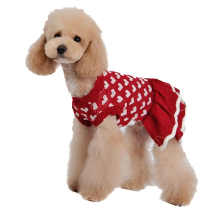 Autumn Winter Pet Red Love Sweater Festive Christmas Pet Clothes - Reluova