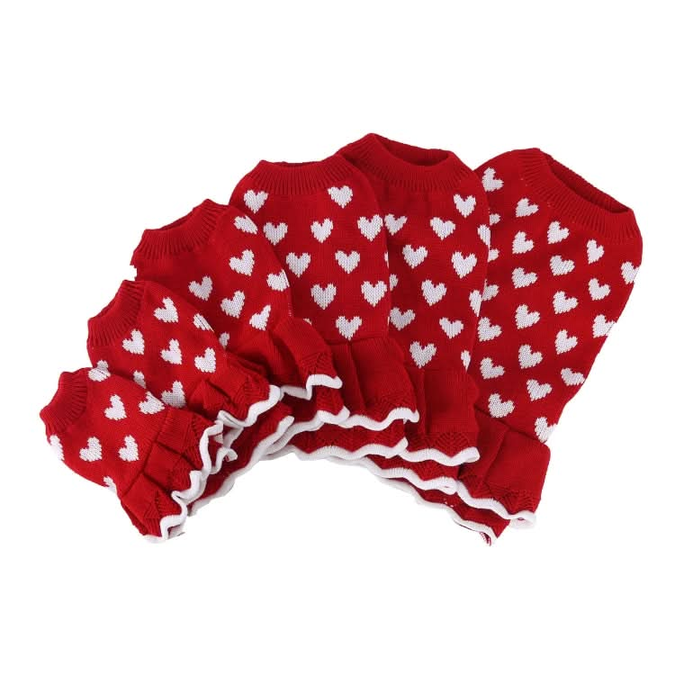 Autumn Winter Pet Red Love Sweater Festive Christmas Pet Clothes - Reluova