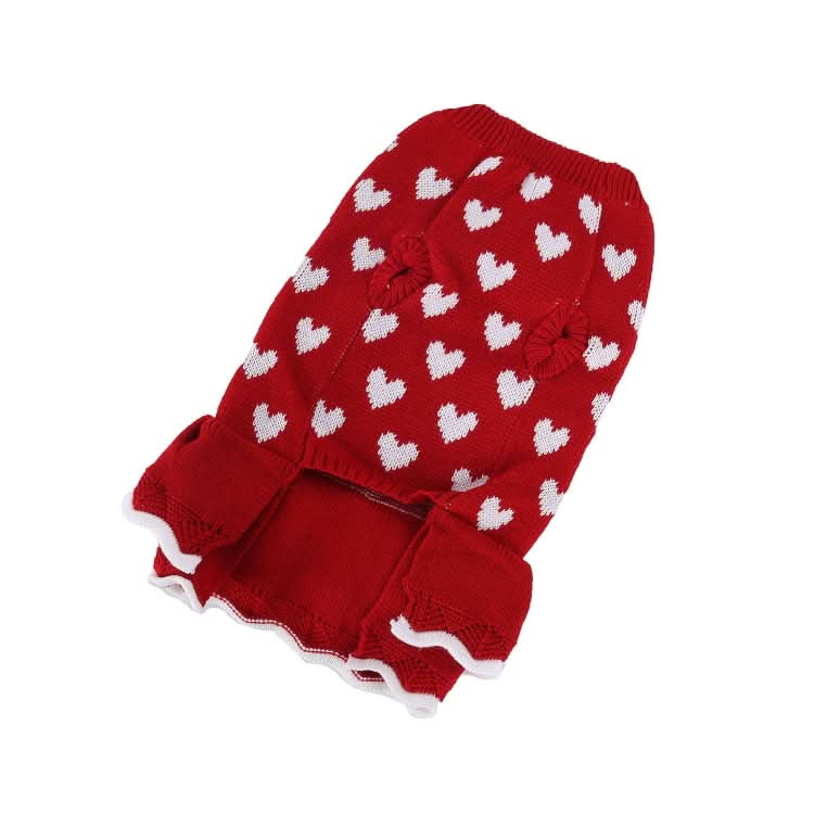 Autumn Winter Pet Red Love Sweater Festive Christmas Pet Clothes - Reluova