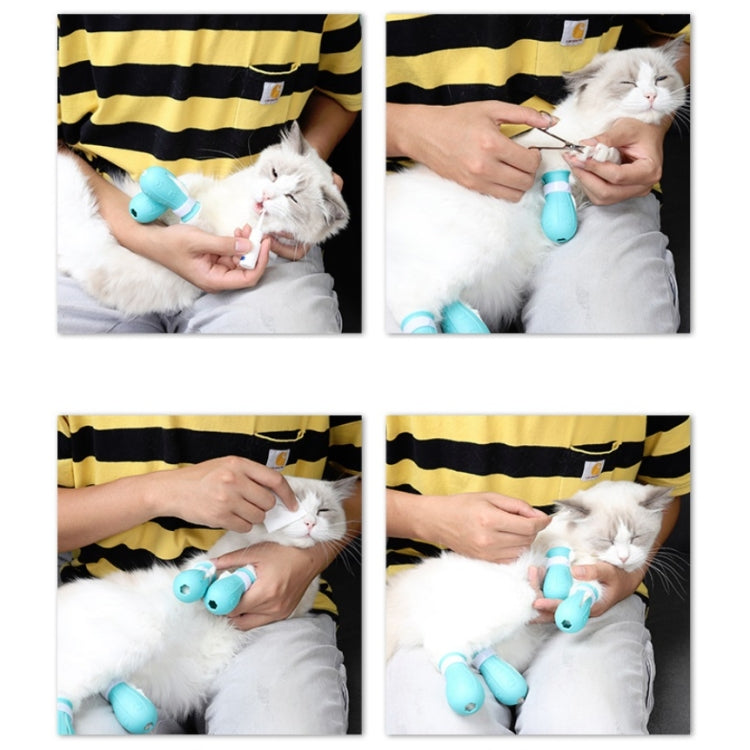 4pcs/pack Cat Bathing Scratch-Proof Foot Cover(Light Blue)-Reluova