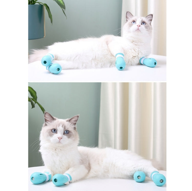 4pcs/pack Cat Bathing Scratch-Proof Foot Cover(Light Blue)-Reluova