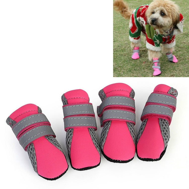 4 in 1 Pet Shoes Dog Shoes Walking Shoes Small Dogs Pet Supplies, Size: S(Pink)-Reluova