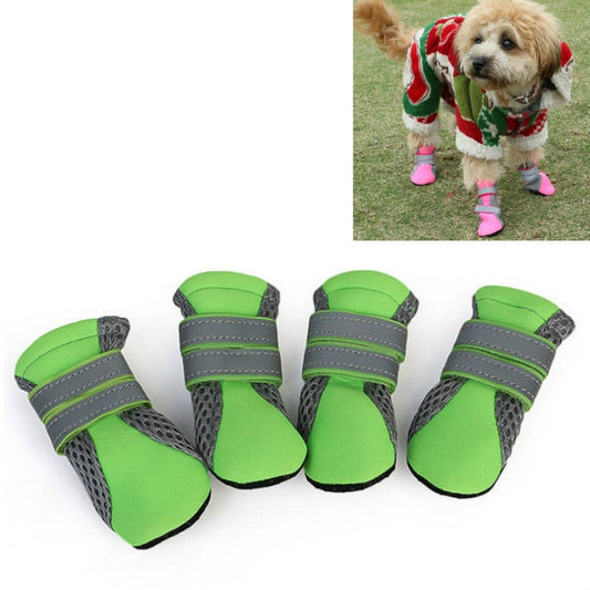 4 in 1 Pet Shoes Dog Shoes Walking Shoes Small Dogs Pet Supplies, Size: S(Green)-Reluova