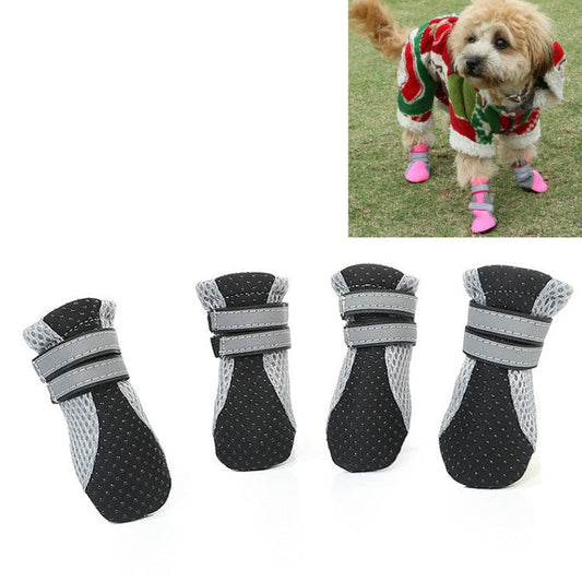 4 in 1 Pet Shoes Dog Shoes Walking Shoes Small Dogs Pet Supplies, Size: S(Black)-Reluova