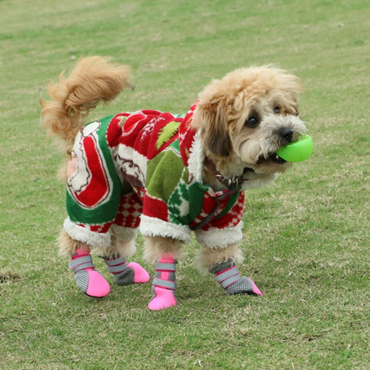 4 in 1 Pet Shoes Dog Shoes Walking Shoes Small Dogs Pet Supplies, Size: S(Pink)-Reluova