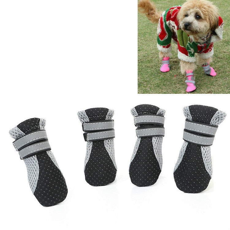 4 in 1 Pet Shoes Dog Shoes Walking Shoes Small Dogs Pet Supplies, Size: M(Black)-Reluova