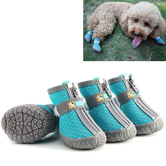 4 PCS / Set Breathable Non-slip Wear-resistant Dog Shoes Pet Supplies, Size: 2.8x3.5cm(Lake Blue)-Reluova