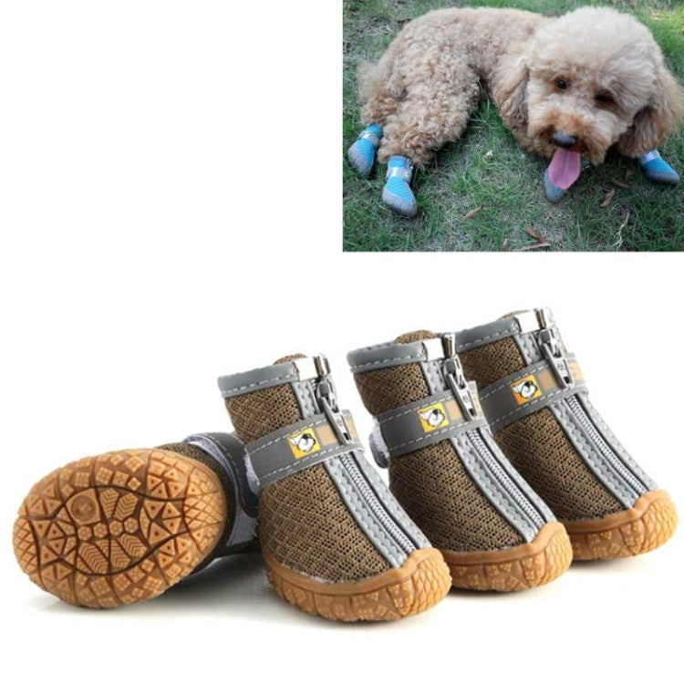 4 PCS / Set Breathable Non-slip Wear-resistant Dog Shoes Pet Supplies, Size: 2.8x3.5cm(Khaki)-Reluova