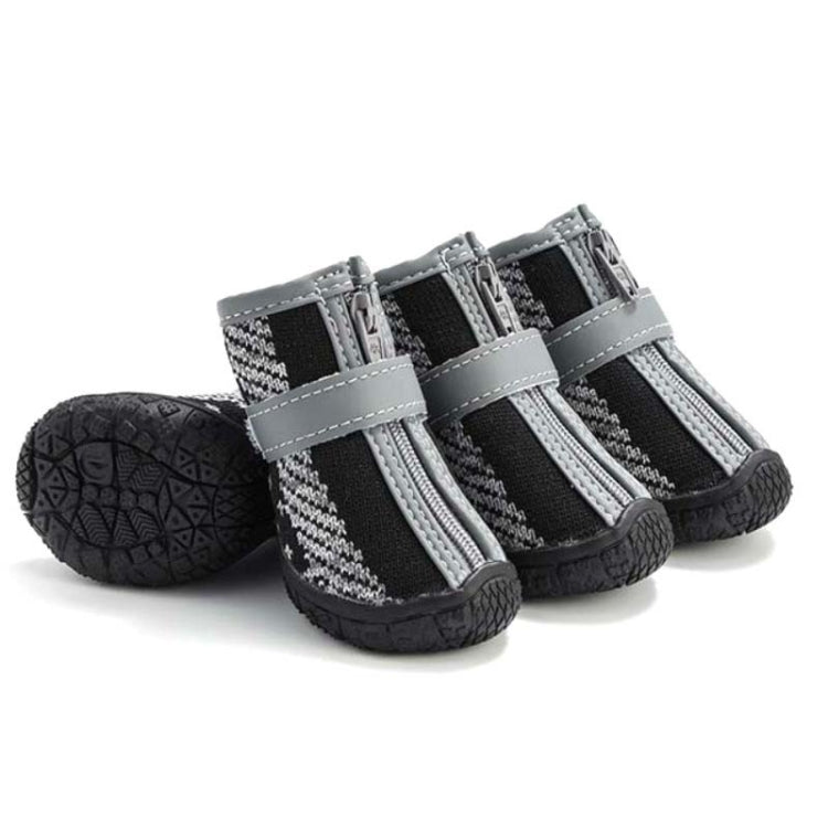 4 PCS / Set Breathable Non-slip Wear-resistant Dog Shoes Pet Supplies, Size: 2.8x3.5cm(Black Gray)-Reluova