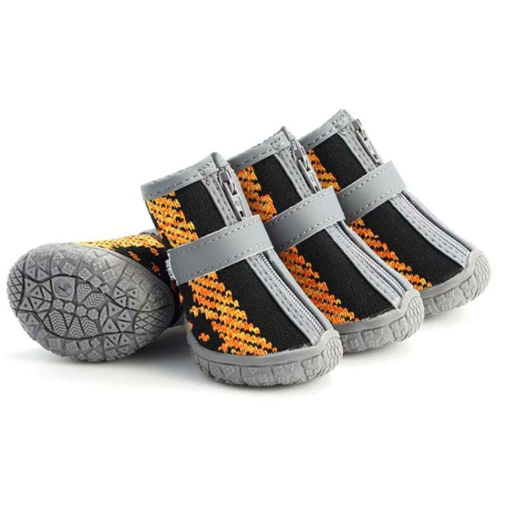 4 PCS / Set Breathable Non-slip Wear-resistant Dog Shoes Pet Supplies, Size: 2.8x3.5cm(Black Orange)-Reluova