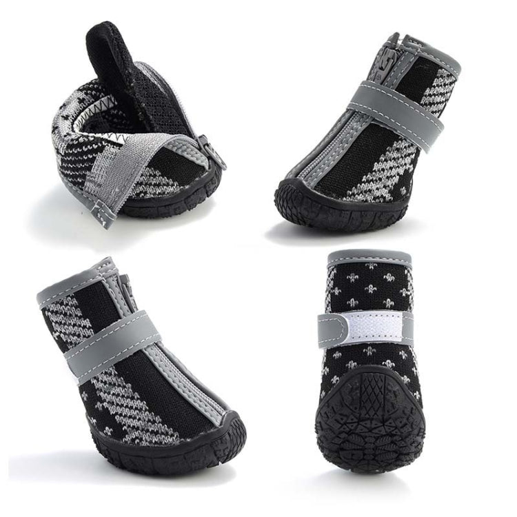 4 PCS / Set Breathable Non-slip Wear-resistant Dog Shoes Pet Supplies, Size: 2.8x3.5cm(Black Gray)-Reluova