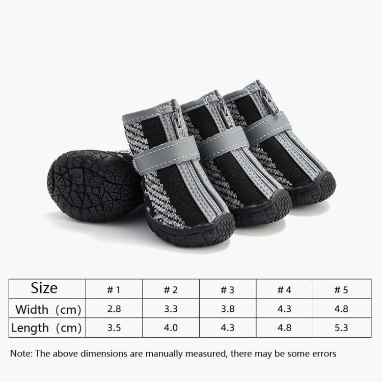 4 PCS / Set Breathable Non-slip Wear-resistant Dog Shoes Pet Supplies, Size: 2.8x3.5cm(Black Orange)-Reluova