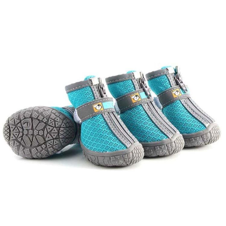 4 PCS / Set Breathable Non-slip Wear-resistant Dog Shoes Pet Supplies, Size: 3.3x4cm(Lake Blue)-Reluova