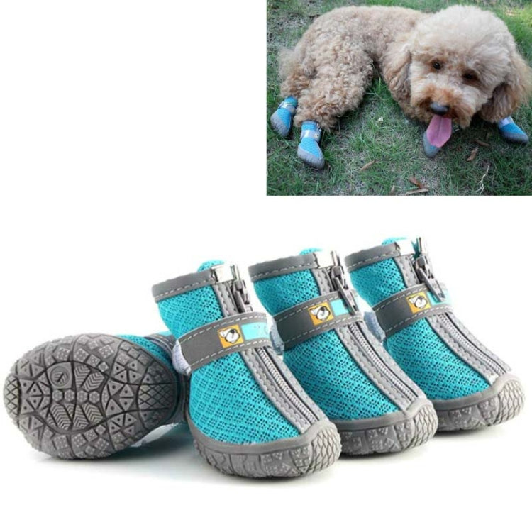 4 PCS / Set Breathable Non-slip Wear-resistant Dog Shoes Pet Supplies, Size: 3.3x4cm(Lake Blue)-Reluova