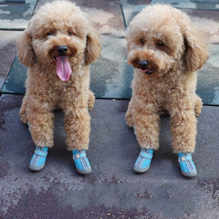 4 PCS / Set Breathable Non-slip Wear-resistant Dog Shoes Pet Supplies, Size: 3.3x4cm(Lake Blue)-Reluova