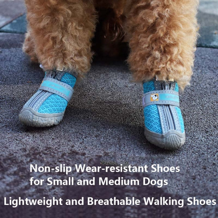 4 PCS / Set Breathable Non-slip Wear-resistant Dog Shoes Pet Supplies, Size: 3.3x4cm(Lake Blue)-Reluova