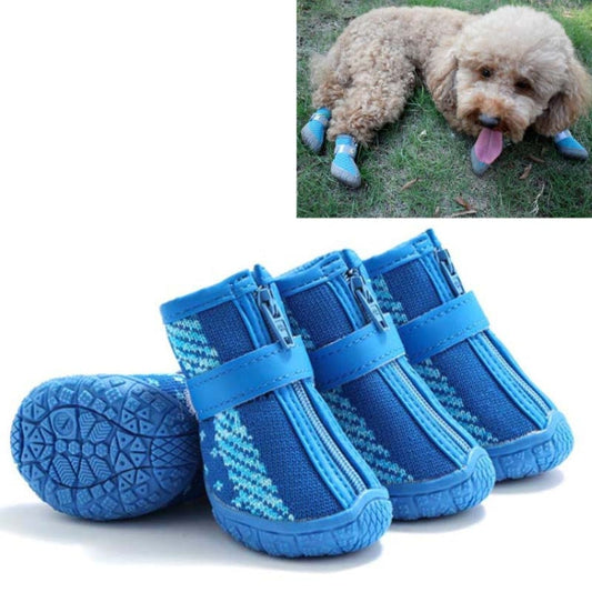 4 PCS / Set Breathable Non-slip Wear-resistant Dog Shoes Pet Supplies, Size: 4.8x5.3cm(Blue)-Reluova