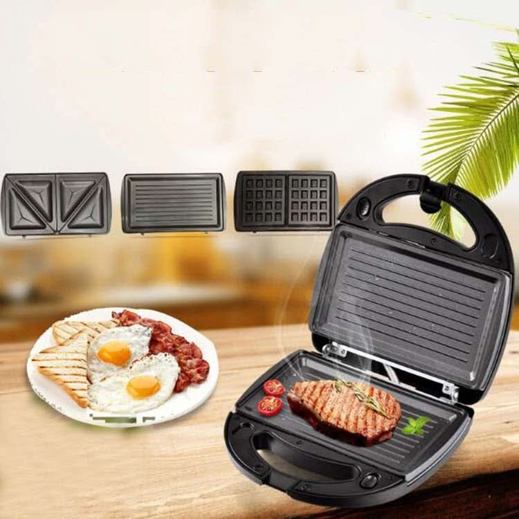 3 in 1 Sandwich Maker Multi-Function Waffle Maker Panini Breakfast Maker, EU Plug-Reluova