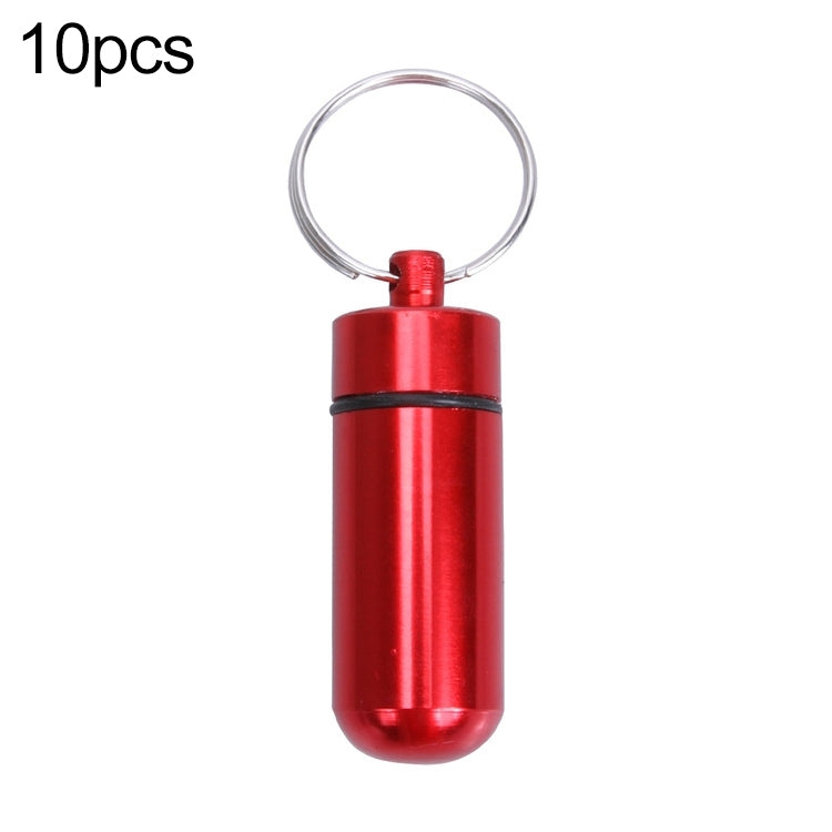 10pcs Portable Sealed Waterproof Aluminum Alloy First Aid Pill Bottle with Keychain