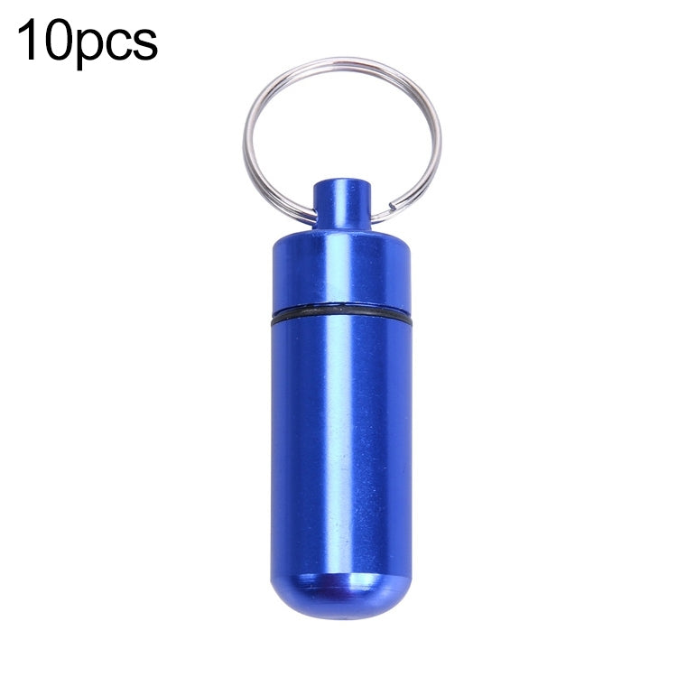 10pcs Portable Sealed Waterproof Aluminum Alloy First Aid Pill Bottle with Keychain