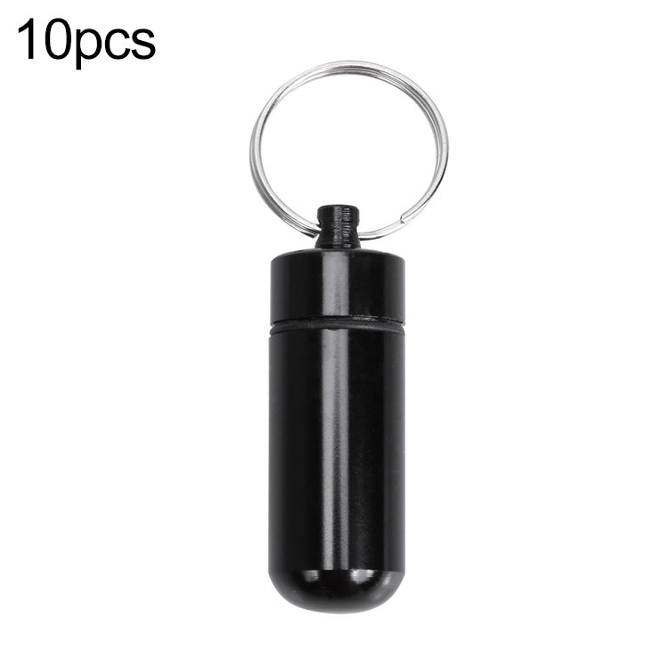 10pcs Portable Sealed Waterproof Aluminum Alloy First Aid Pill Bottle with Keychain