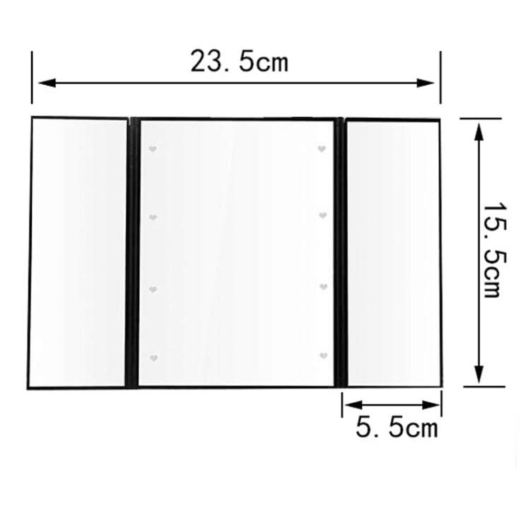 Tri-Fold Mirror LED 8 Lights Dimmable Makeup Mirror Reluova