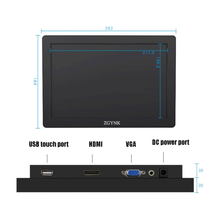 ZGYNK KQ101 HD Embedded Display Industrial Screen