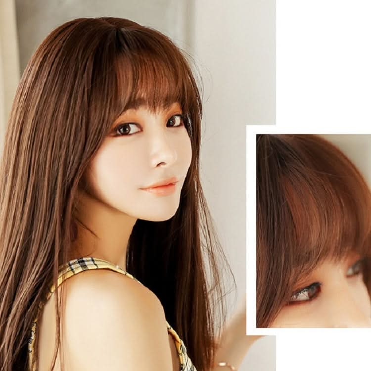 Realistic Long Straight Hair Wig Synthetic Fiber Headgear For Women Reluova