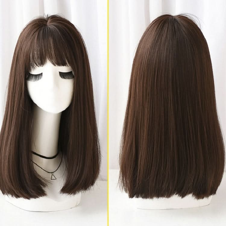 Realistic Long Straight Hair Wig Synthetic Fiber Headgear For Women Reluova