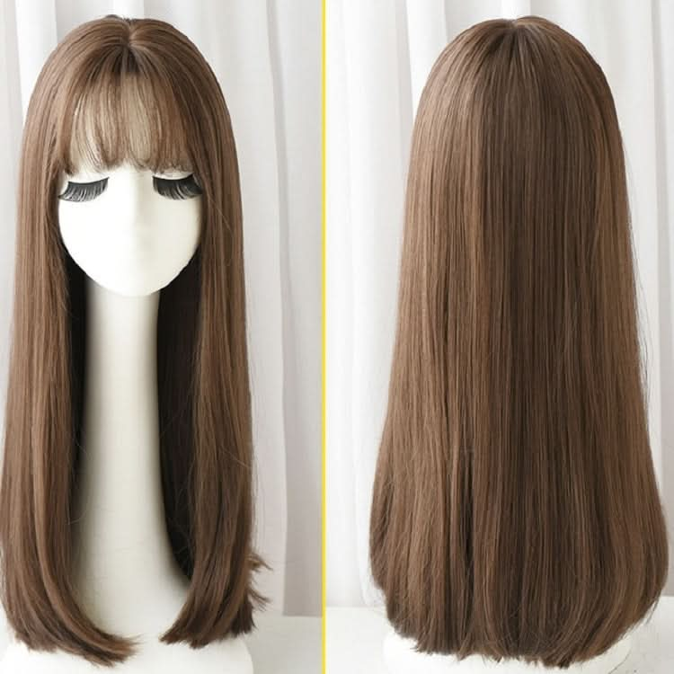 Realistic Long Straight Hair Wig Synthetic Fiber Headgear For Women Reluova