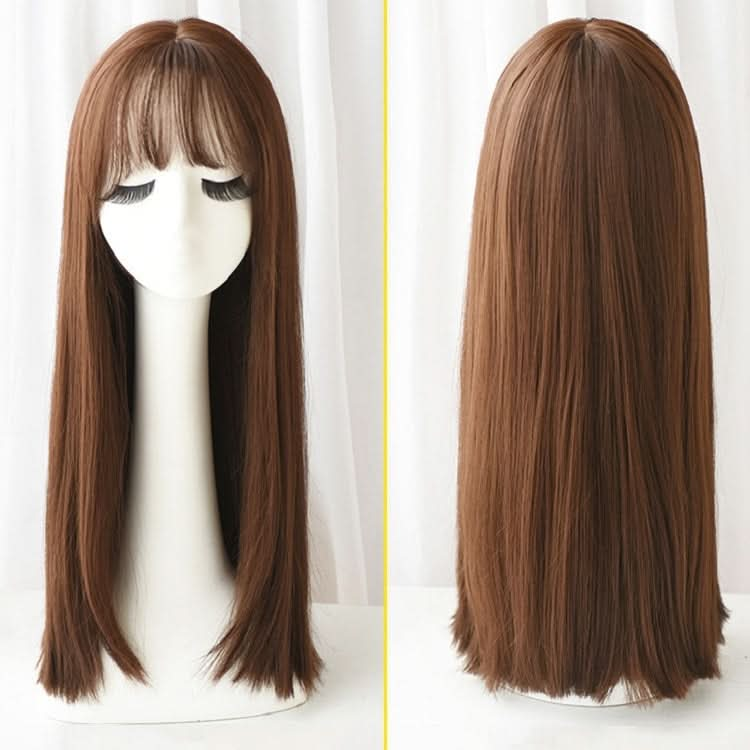 Realistic Long Straight Hair Wig Synthetic Fiber Headgear For Women Reluova