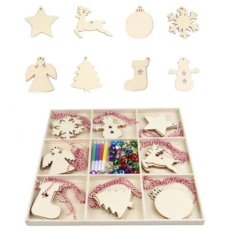 Christmas Creative DIY Decoration Gift Set  Handmade Wood Chip Pendant