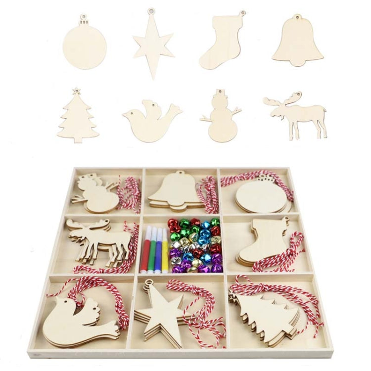 Christmas Creative DIY Decoration Gift Set  Handmade Wood Chip Pendant