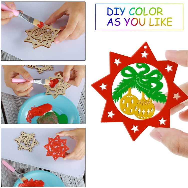 Christmas Creative DIY Decoration Gift Set  Handmade Wood Chip Pendant